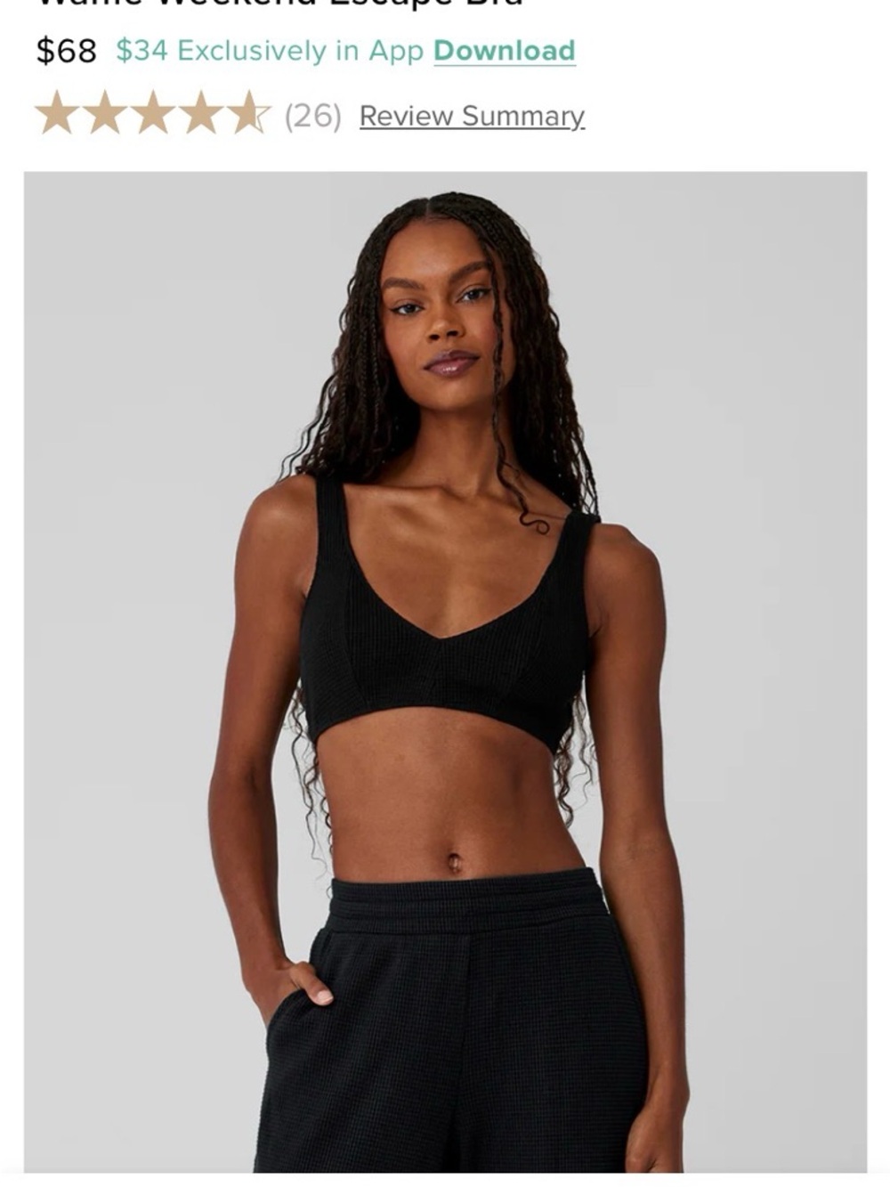 Alo Waffle Weekend Escape Ribbed Knit Bra Medium